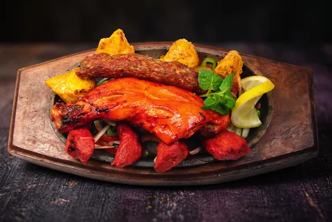 Mixed tandoori grill with seekh kebab, tandoori chicken and tikka